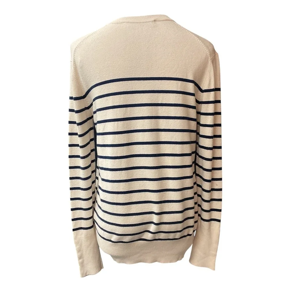 Zara Women's Striped Printed Crewneck Knitted Long Sleeve Pullover Sweater Sz XL
